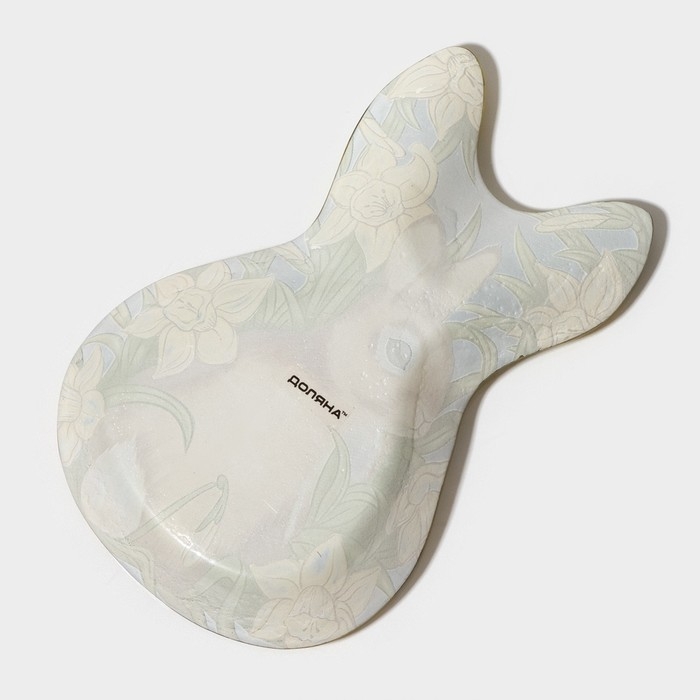 Блюдо стеклянное сервировочное Доляна «Кролик в цветах», 21×13,5×1,8 см Блюдо стеклянное сервировочное Доляна «Кролик в цветах», 21×13,5×1,8 см