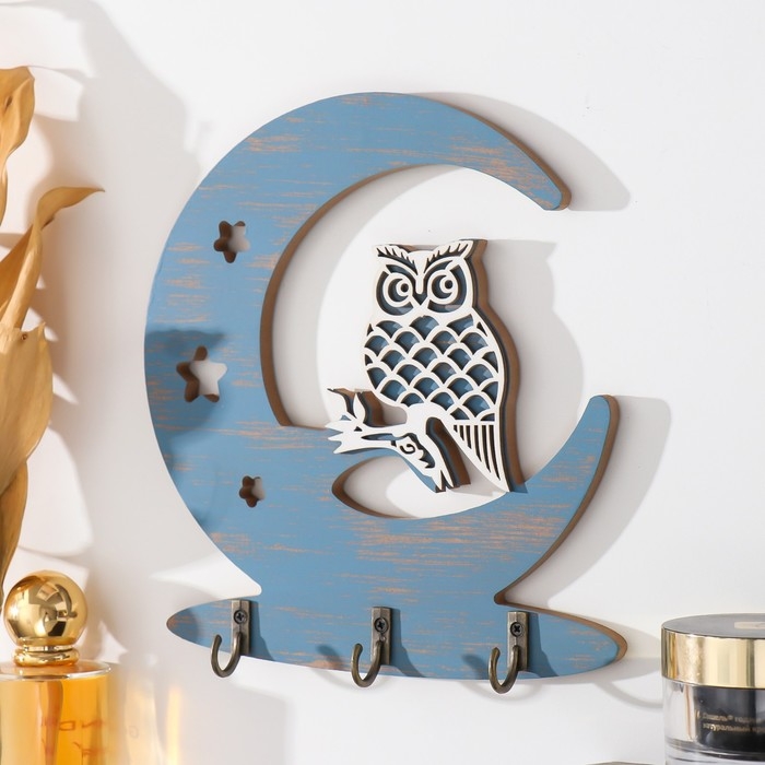 Крючки декоративные дерево Крючки декоративные дерево "Филин и месяц" МИКС 17,5х0,8х19,5 см