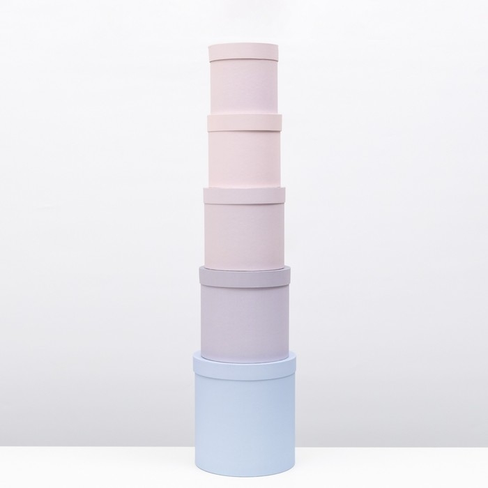 Набор круглых коробок 5 в 1  Набор круглых коробок 5 в 1 "Кварц" 23 х 23 х 25 - 15 х 15 х 15 см