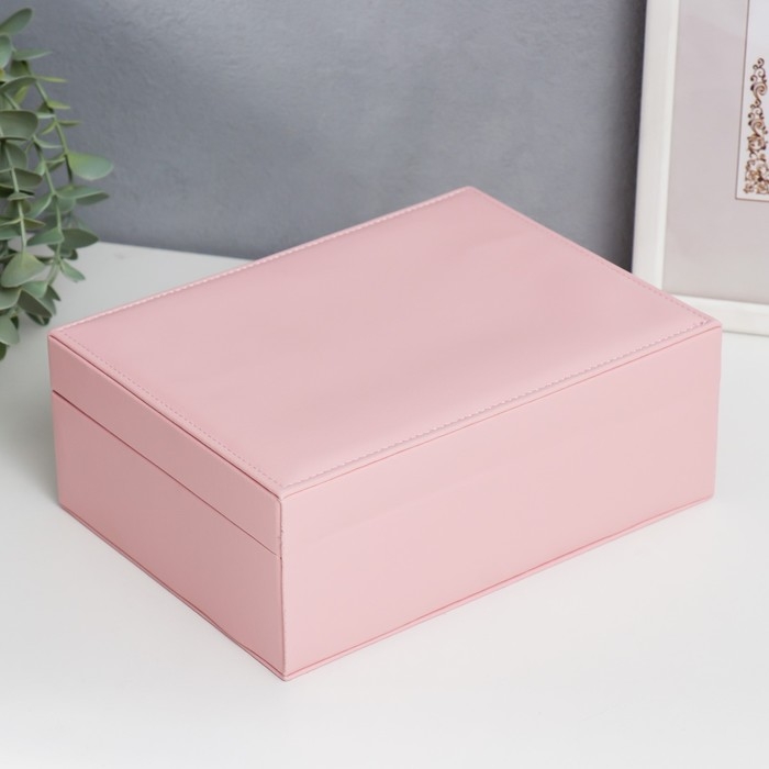 Шкатулка кожзам для украшений  Шкатулка кожзам для украшений "Розовая матовая" 9х23х17 см