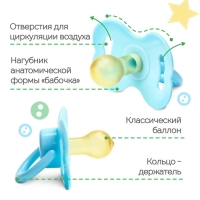 Соска - пустышка латексная классическая «Наш малыш», от 0 мес., цвет голубой