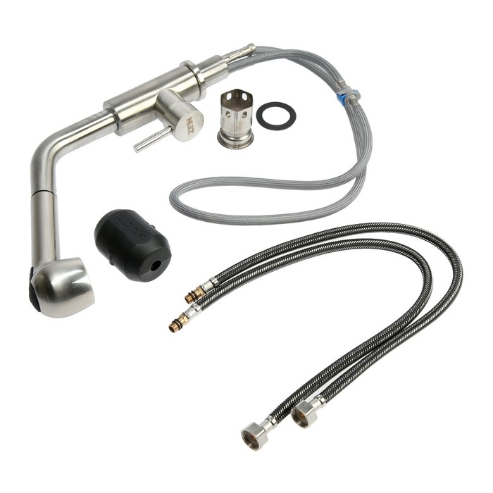 Смеситель для раковины ZEIN Z89, выдвижной излив, картридж 35 мм, нержавеющая сталь, сатин Смеситель для раковины ZEIN Z89, выдвижной излив, картридж 35 мм, нержавеющая сталь, сатин