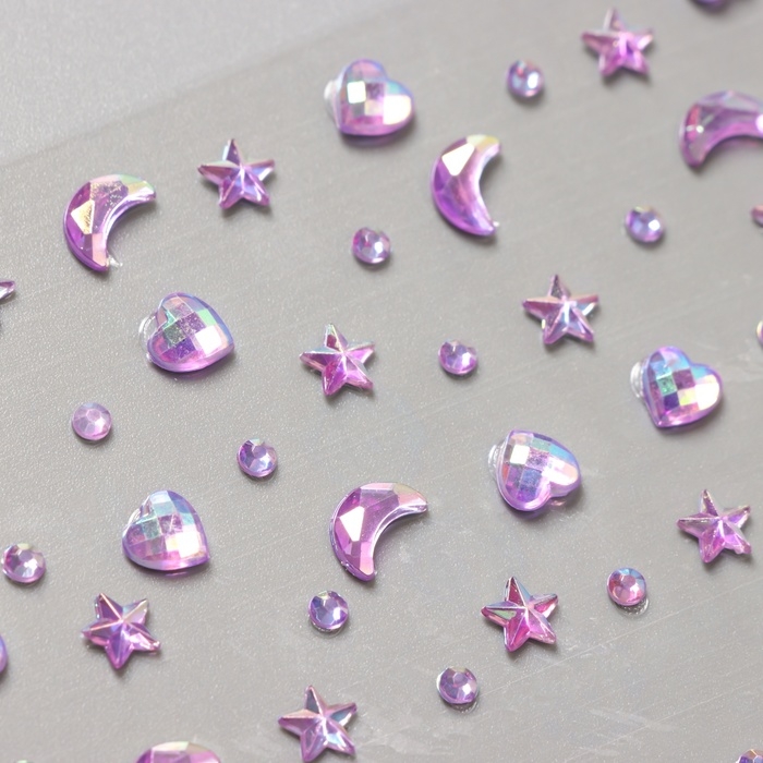 Наклейка пластик стразы "Россыпь" сиреневая 11х7,8 см