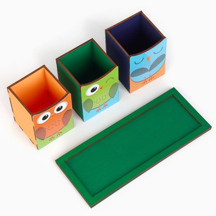 Органайзер для канцелярии тройной, на подставке «Сова», 6,5 х 6,3 х 9,2 см Органайзер для канцелярии тройной, на подставке «Сова», 6,5 х 6,3 х 9,2 см