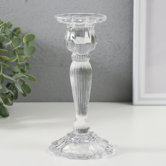 Подсвечник стекло на 1 свечу Подсвечник стекло на 1 свечу "Каролин" прозрачный 8,5х8,5х18 см