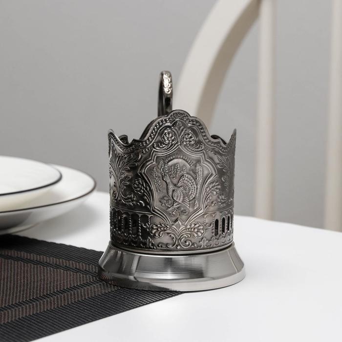 Подстаканник «Глухарь», d=61 мм, никелированный, с чернением Подстаканник «Глухарь», d=61 мм, никелированный, с чернением