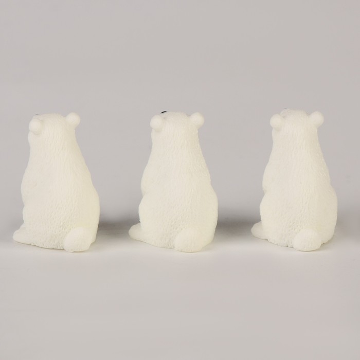 Миниатюра кукольная «Белый медведь», набор 3 шт., размер 1 шт. — 2 × 2 × 3 см