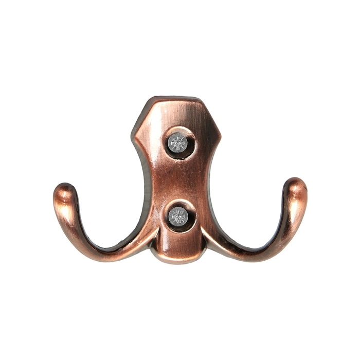 Крючок мебельный ТУНДРА TKD007, двухрожковый, медь Крючок мебельный ТУНДРА TKD007, двухрожковый, медь
