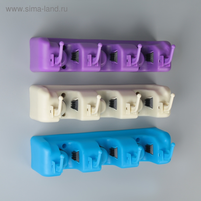 Держатель для уборочного инвентаря с крючками, 26×6×9 см, цвет МИКС Держатель для уборочного инвентаря с крючками, 26×6×9 см, цвет МИКС