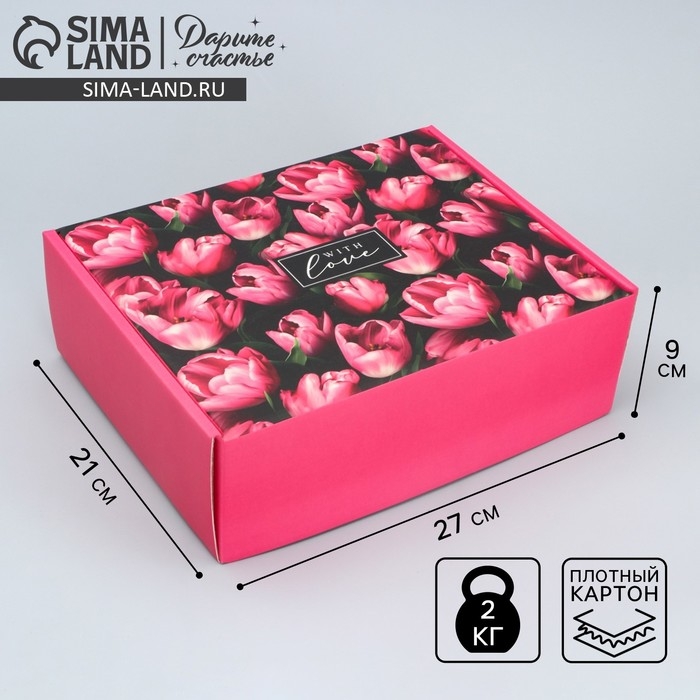 Коробка подарочная складная, упаковка, «Тюльпаны», 27 х 21 х 9 см Коробка подарочная складная, упаковка, «Тюльпаны», 27 х 21 х 9 см