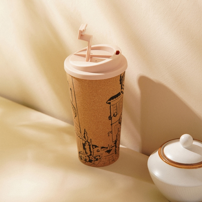 Стакан для кофе с крышкой SL Home «Севилья», пробковый, 450 мл, 9,5×9,5×18,5 см, цвет бежевый Стакан для кофе с крышкой SL Home «Севилья», пробковый, 450 мл, 9,5×9,5×18,5 см, цвет бежевый