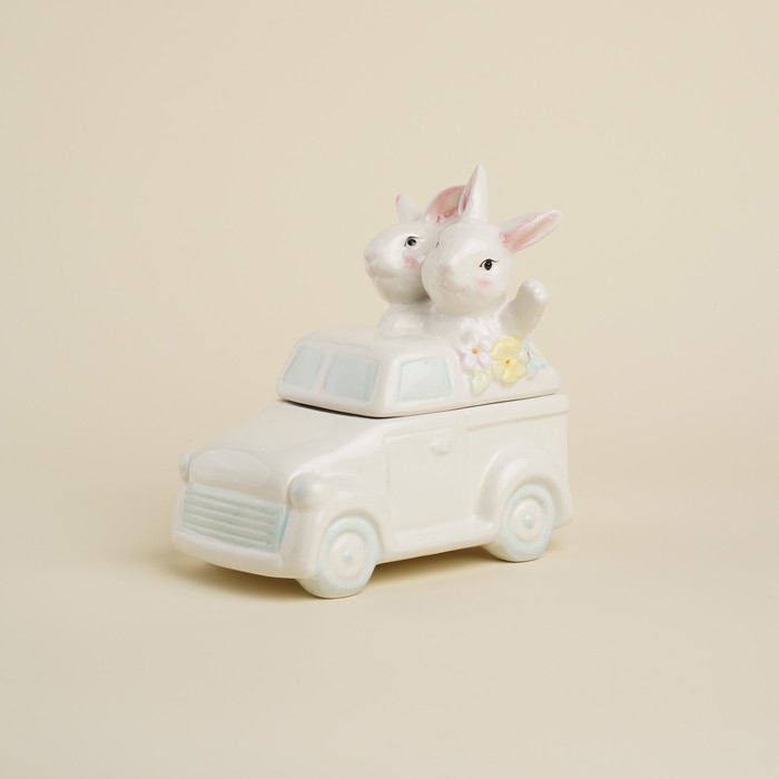 Конфетница керамическая SL Home «Лесные кролики», 17×10,5×17 см, цвет белый Конфетница керамическая SL Home «Лесные кролики», 17×10,5×17 см, цвет белый