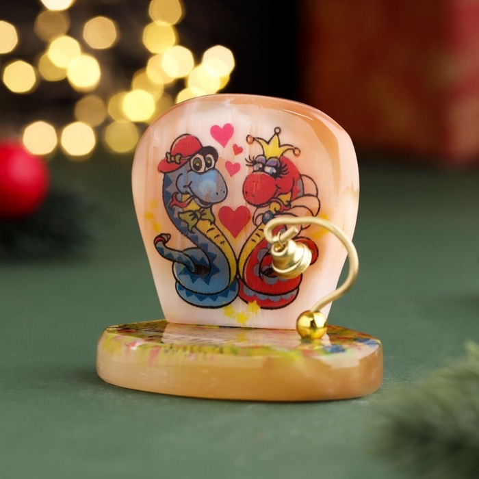 Новый год. Сувенир Новый год. Сувенир "Семейного благополучия вам! 2025", с колокольчиком, селенит, 6х6х4,5 см