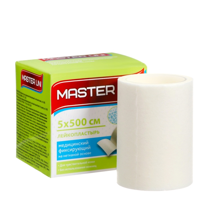 MASTER UNI лейкопластырь медицинский фиксирующий на нетканой основе, см: 5x500 MASTER UNI лейкопластырь медицинский фиксирующий на нетканой основе, см: 5x500