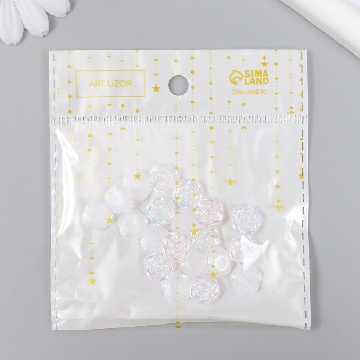 Декор для творчества пластик Декор для творчества пластик "Розочки" перламутровый набор 20 шт 0,5х1,2х1,2 см
