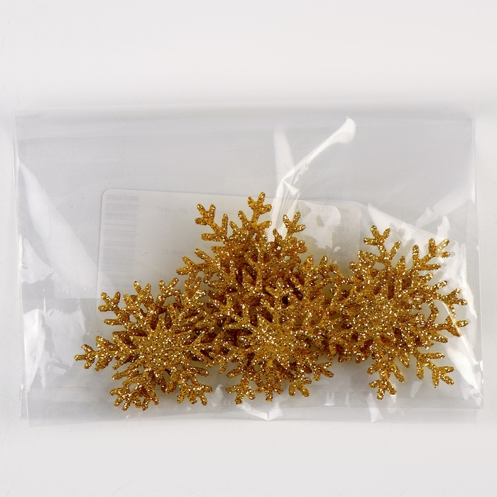 Новогодний набор для декора «Снежинки» 12 шт., цвет золото
