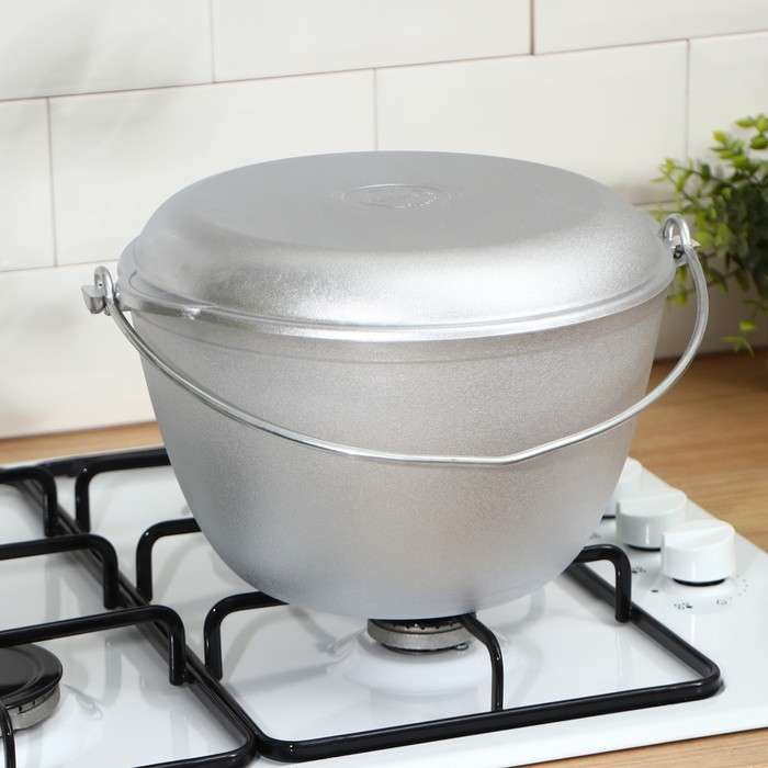 Казан походный, 5 л, крышка-сковорода, цвет серебряный Казан походный, 5 л, крышка-сковорода, цвет серебряный
