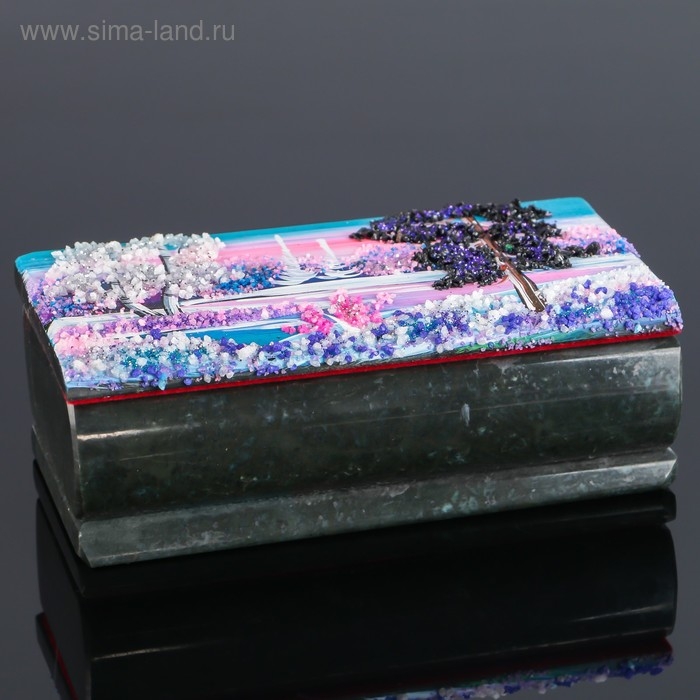 Ларец Ларец "Зима" 15х7х5,5 см, каменная крошка, змеевик