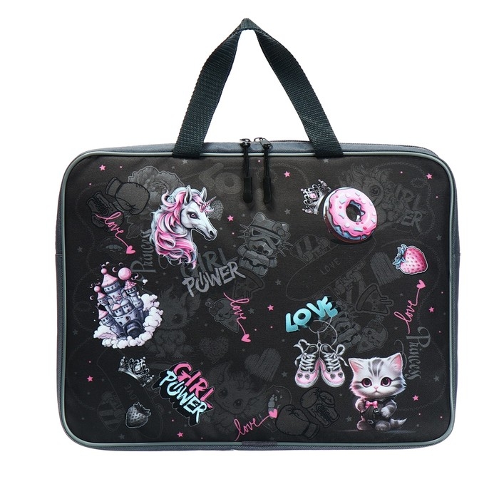 Папка с ручками текстильная А4, 370 х 280 х 60 мм, Stavia Папка с ручками текстильная А4, 370 х 280 х 60 мм, Stavia "Единорог"