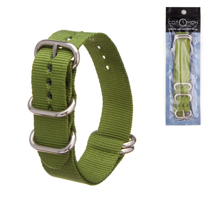 Ремешок для часов Ремешок для часов "Соломон", 22 мм, l-27 см, зеленый