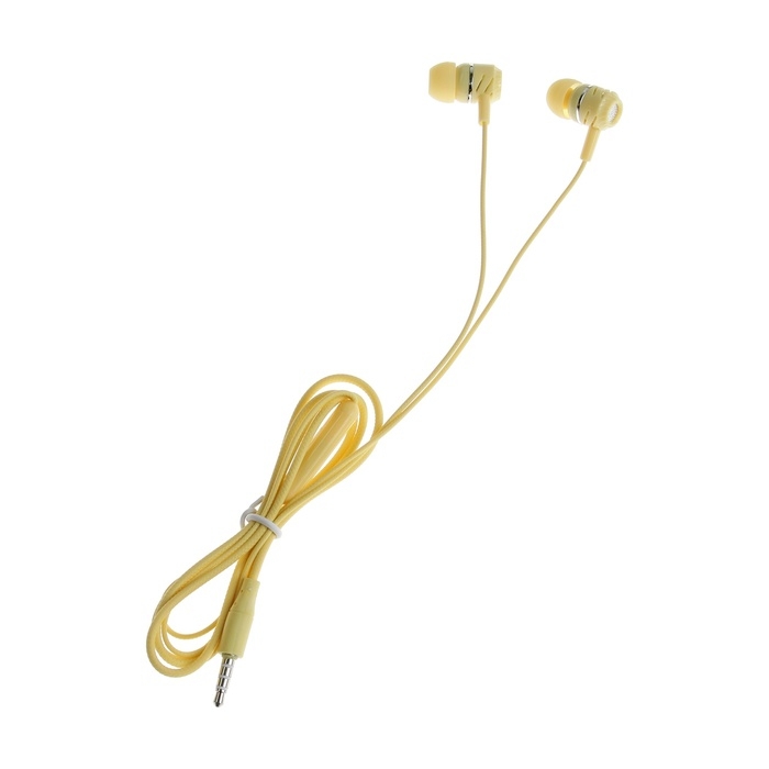 Наушники CB-52, проводные, вакуумные, микрофон, 1 м, Jack 3.5 мм, жёлтые Наушники CB-52, проводные, вакуумные, микрофон, 1 м, Jack 3.5 мм, жёлтые