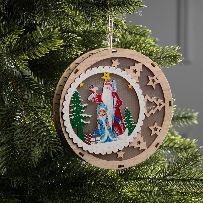 Подвеска световая Подвеска световая "Дед Мороз и Снегурочка", 15х3 см, 6 LED, АААx2 (не в компл.), свечение тёплое белое