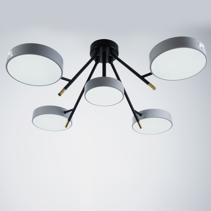 Люстра Люстра "Лагом" 5хLED 120Вт 3000-6000К черно-белый 81х81х30 см BayerLux