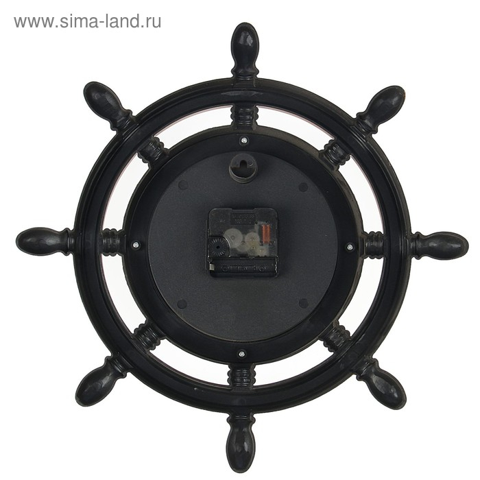 Часы настенные, серия: Море, Часы настенные, серия: Море, "Штурвал", плавный ход, d-35 см, коричневая патина