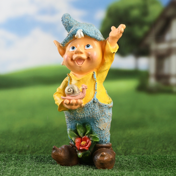 Садовая фигура Садовая фигура "Эльф с улиткой" 31х18см