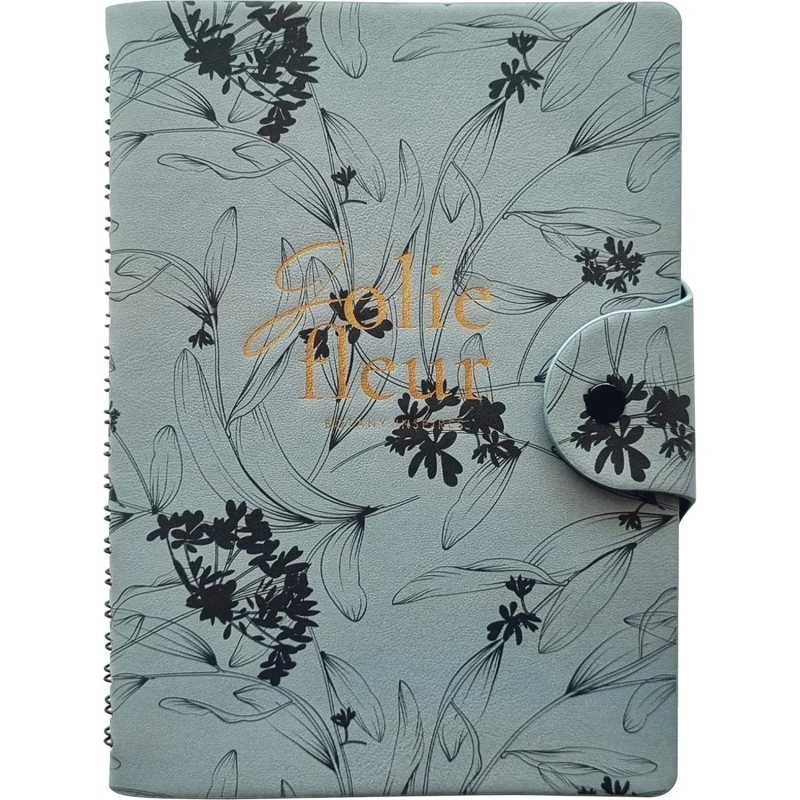 Бизнес-тетрадь Infolio 14x20см 96л клетка спираль Цветы, серый I1771/grey
