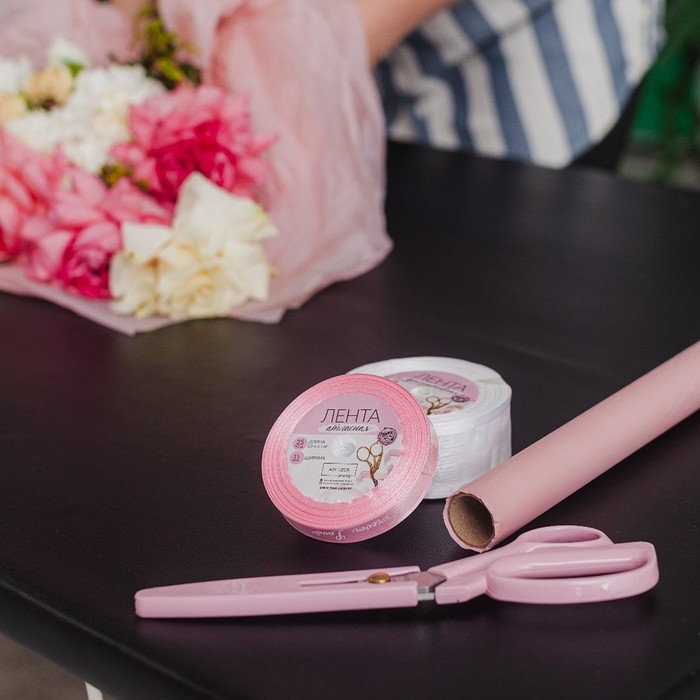 Лента атласная «Forever love», 15 мм × 23 ± 1 м, цвет розовый Лента атласная «Forever love», 15 мм × 23 ± 1 м, цвет розовый