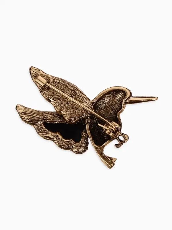 Брошь &laquo;Галиотис&raquo;, колибри, зелёная в чернёном золоте