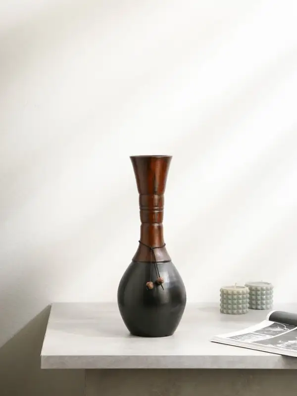 Ваза для цветов этническая Керамика ручной работы «Лунжил», h=40 см, 1 сорт, Иран, коричневая Ваза для цветов этническая Керамика ручной работы «Лунжил», h=40 см, 1 сорт, Иран, коричневая