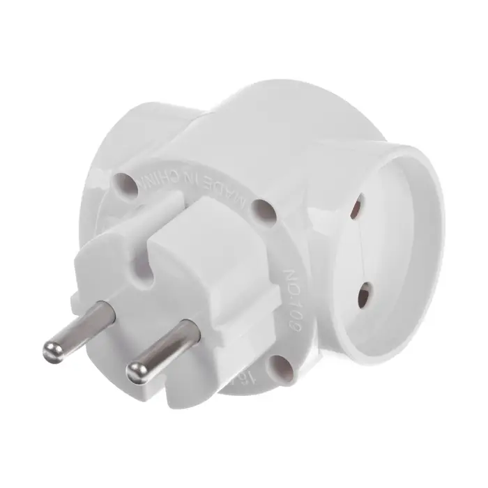 Тройник электрический 10A, без з/к, 220В, белый Тройник электрический 10A, без з/к, 220В, белый