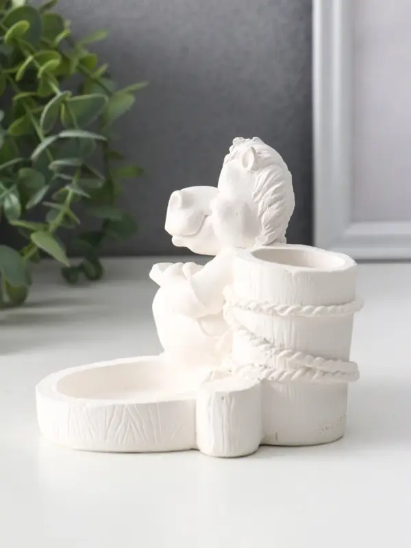 Подсвечник на 2 свечи «Конь с книгой», гипс, 10×11×11 см, натуральный Подсвечник на 2 свечи «Конь с книгой», гипс, 10×11×11 см, натуральный