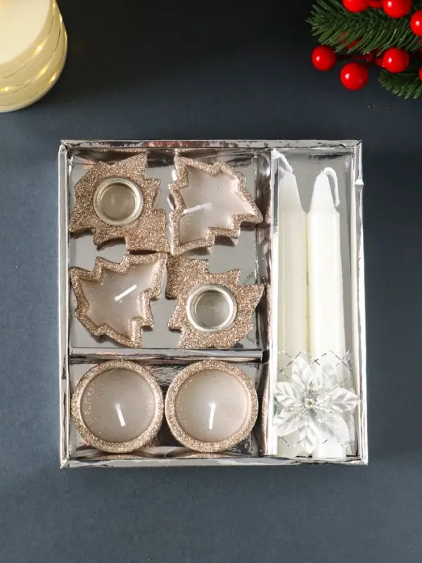 Набор свечей &laquo;Новогодние свечи и подсвечники&raquo;, 8 шт., 15.8&times;16.8&times;3.3 см