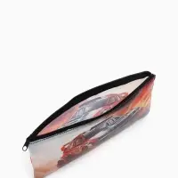 Косметичка-пенал на молнии, с изображением автомобиля, рыжая