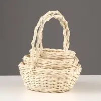 Корзина плетёная для хранения Splet, ротанг, с ручкой, бежевая, набор 3 шт.