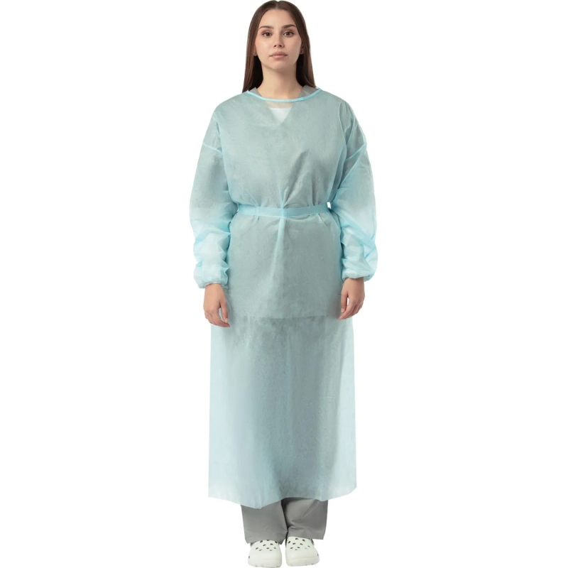 Халат хирург. н/с, рук.рез, дл.140 см, пл.25,&nbsp;р.48-54,голуб. 5шт./уп,5115/5