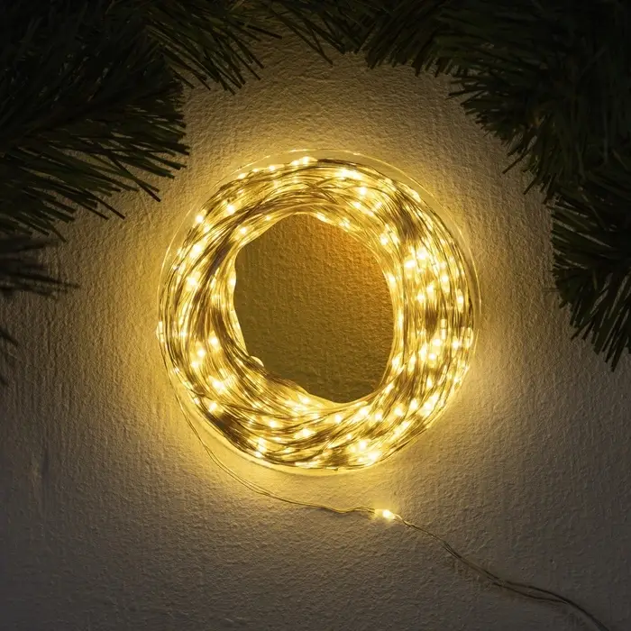 Гирлянда &laquo;Нить&raquo; 50 м, роса, IP44, серебристая нить, 500 LED, свечение тёплое белое, 8 режимов, 31 В
