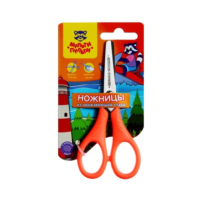 Ножницы 12,8 см детские Мульти-Пульти  Ножницы 12,8 см детские Мульти-Пульти "Приключения Енота", микс, европодвес
