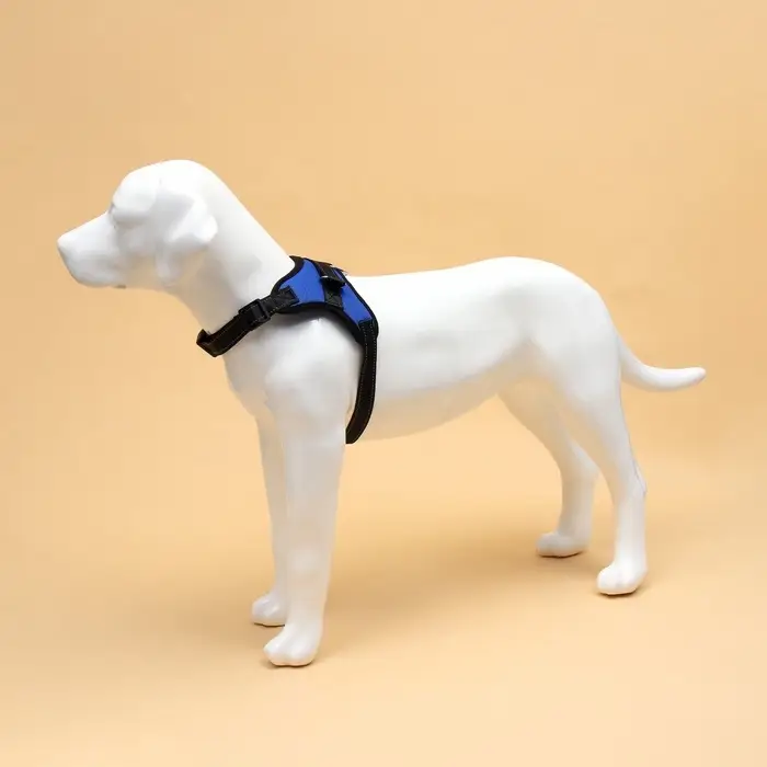 Шлейка К7, размер L, ОГ 64-86 см, вес 18- 27.5 кг, мягкая, светоотражающая, синяя