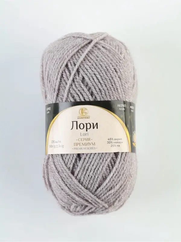 Пряжа &laquo;Лори&raquo; 45% Акрил, Нейлон 30%, ПЭ 25% 170 м/50 г (008 серебристый)