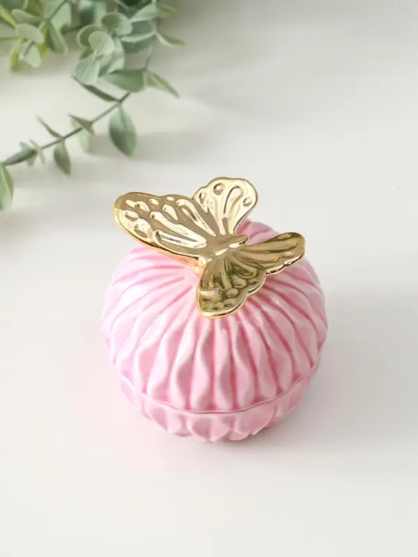 Шкатулка керамика Шкатулка керамика "Золотой филин" розовая 8х8х12 см