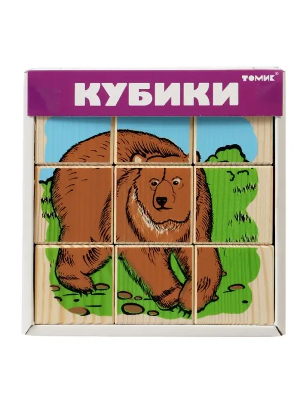 Кубики детские &laquo;Животные леса&raquo; деревянные, 9 деталей
