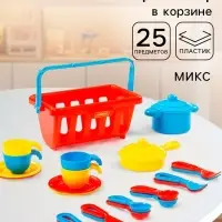 Набор детской посуды TOP chef, в корзинке, на 4 персоны, МИКС