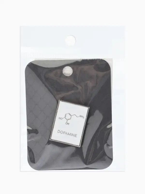 Значок &laquo;Молекулы&raquo;, дофамин, белый в серебре