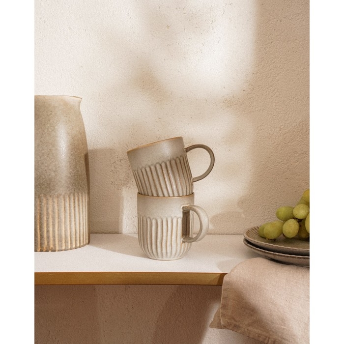 Набор кружек фарфоровых SL Home «Монти», 400 мл, цвет коричневый Набор кружек фарфоровых SL Home «Монти», 400 мл, цвет коричневый