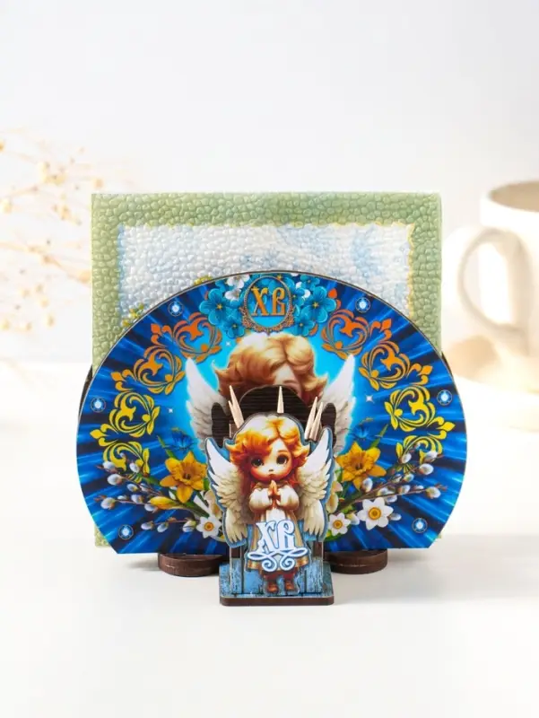 Набор пасхальный салфетница+подставка под зубочистки №1,  10х12,8х5 см; / 3,7х3,7х6,5 см