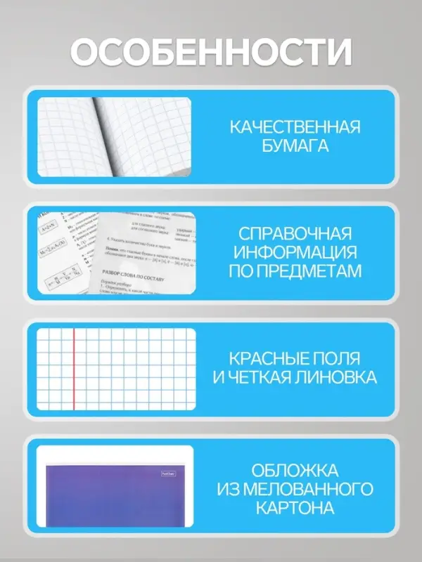 Набор предметных тетрадей Hatber. MoNoCoLoR, 10 предметов, 24 листа, со справочным материалом, обложка из мелованного картона